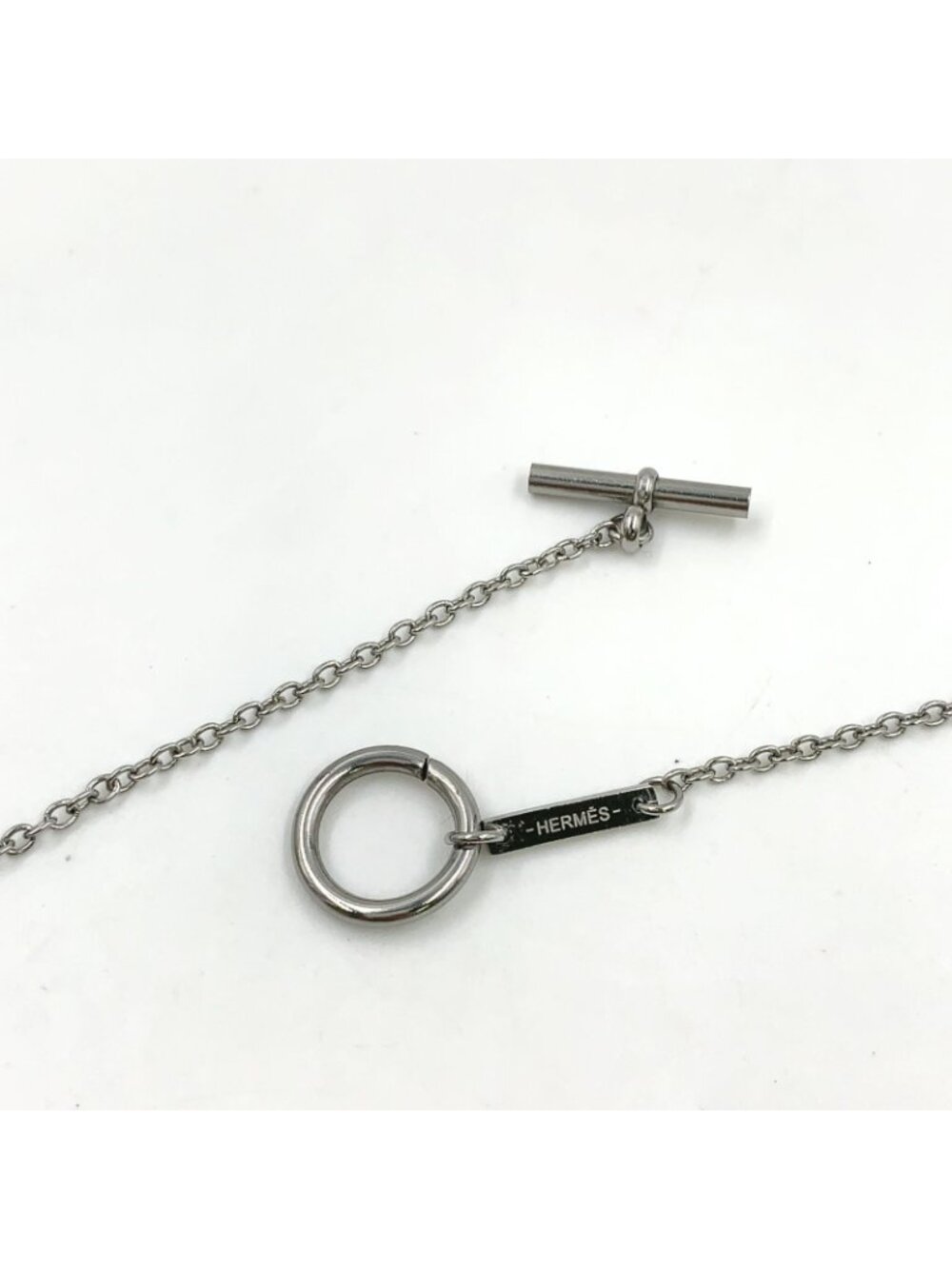Hermes Cal Zel Buffalo Horn Metal Lacquer Silver Black Necklace - Picture 8 of 11